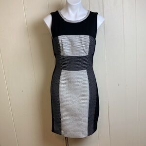 Yoana Baraschi Anthropologie Polka Dot Sheath Dress Size 8 NWT New Black Fitted